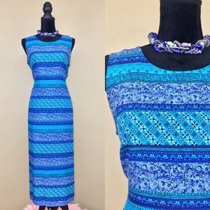 Vintage 90s R&K Originals Floral Blue Sun Dress